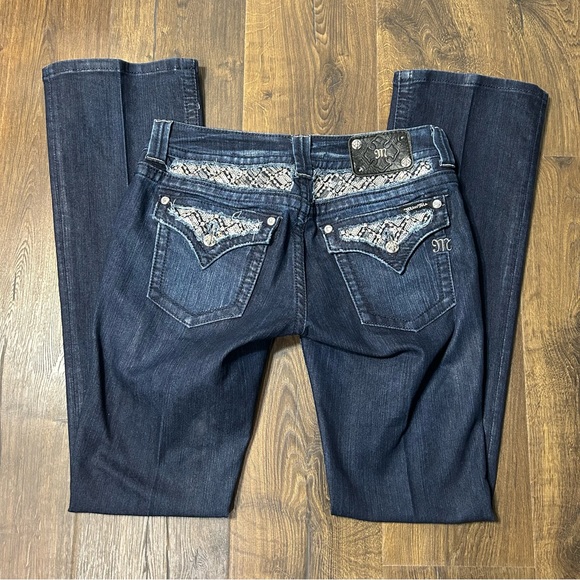 Miss Me Dark Wash Boot Cut Sequin Jeans - Picture 3 of 4